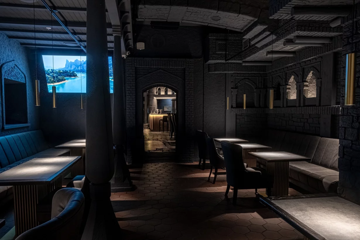 Интерьер/Экстерьер/Банкетная зона/Бар/Стол для двоих/Вход/Главный зал/Lounge зона бар Белый лотос фото