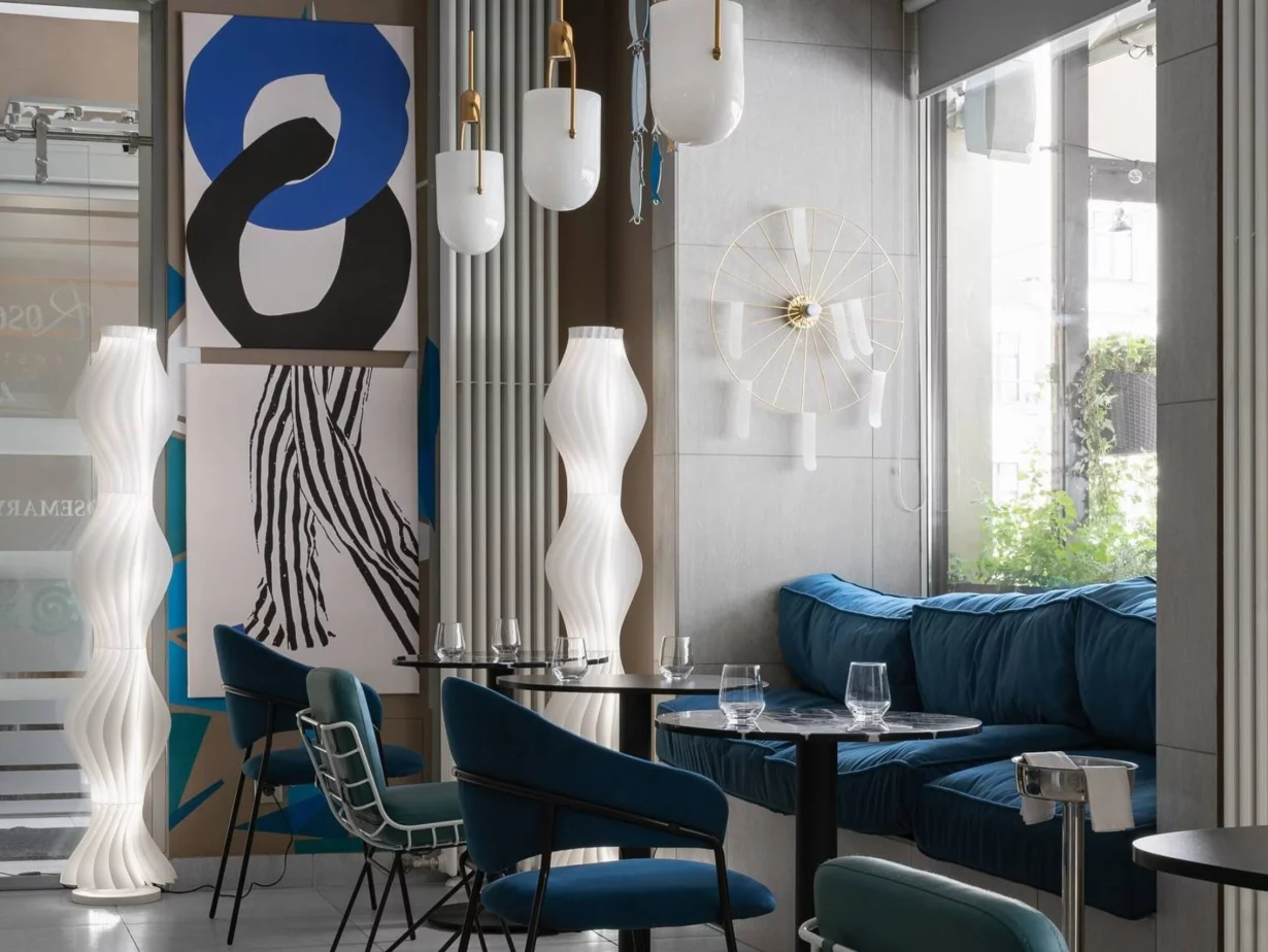 Интерьер/Экстерьер/Банкетная зона/Бар/Стол для двоих/Вход/Главный зал/Lounge зона ресторан RoseMary фото