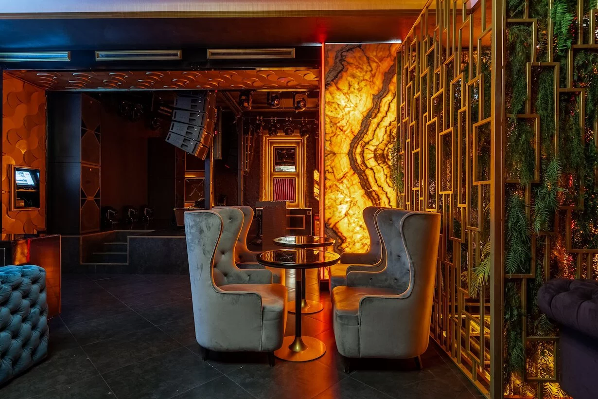 Интерьер/Экстерьер/Банкетная зона/Бар/Стол для двоих/Вход/Главный зал/Lounge зона клуб Project фото