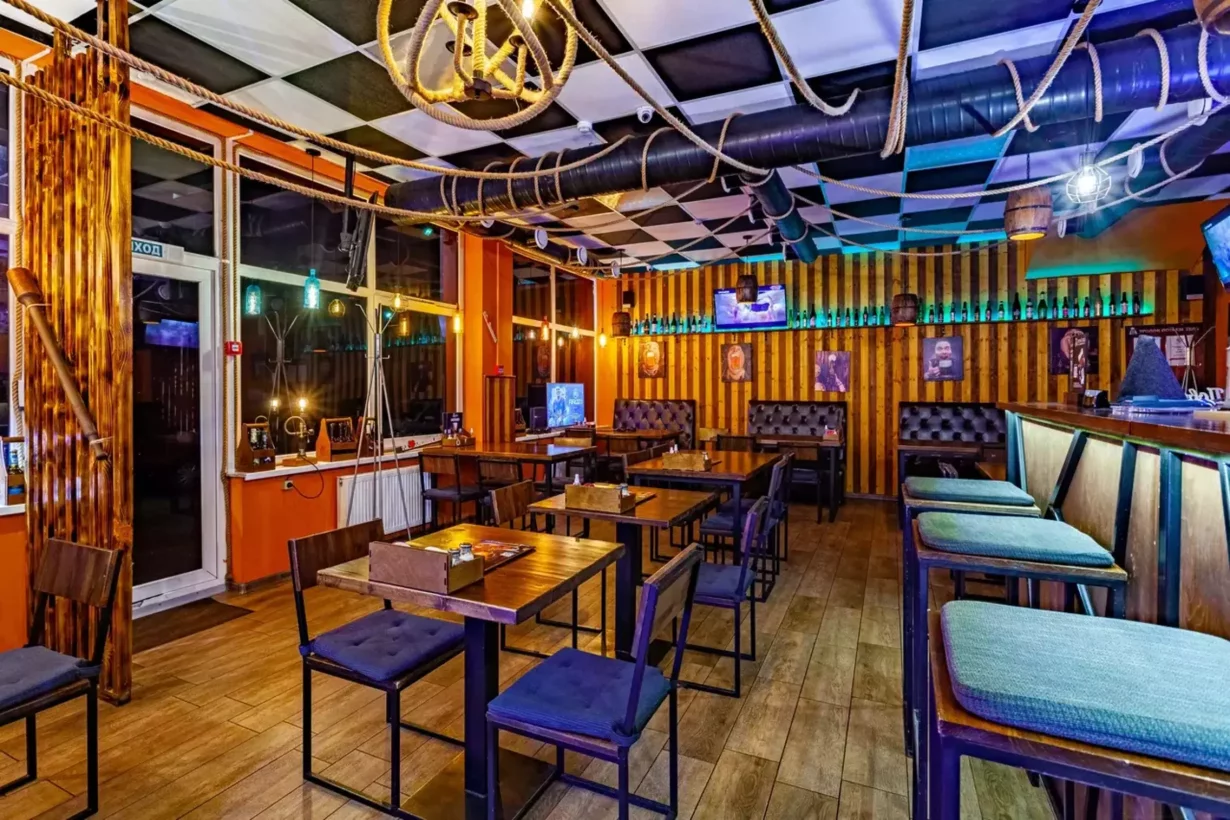 Интерьер/Экстерьер/Банкетная зона/Бар/Стол для двоих/Вход/Главный зал/Lounge зона бар Хмельной повар фото