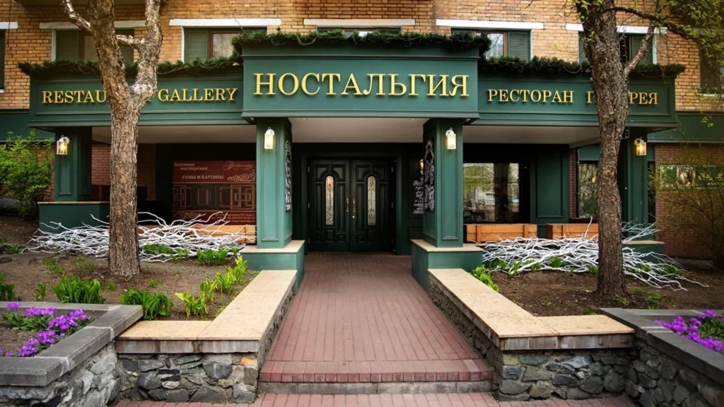 Интерьер/Экстерьер/Банкетная зона/Бар/Стол для двоих/Вход/Главный зал/Lounge зона кафе Ностальгия фото